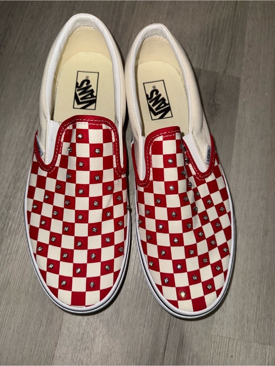 Vans Shoes - Vans Kids Slip-On — Red & White Checkerboard with Studs